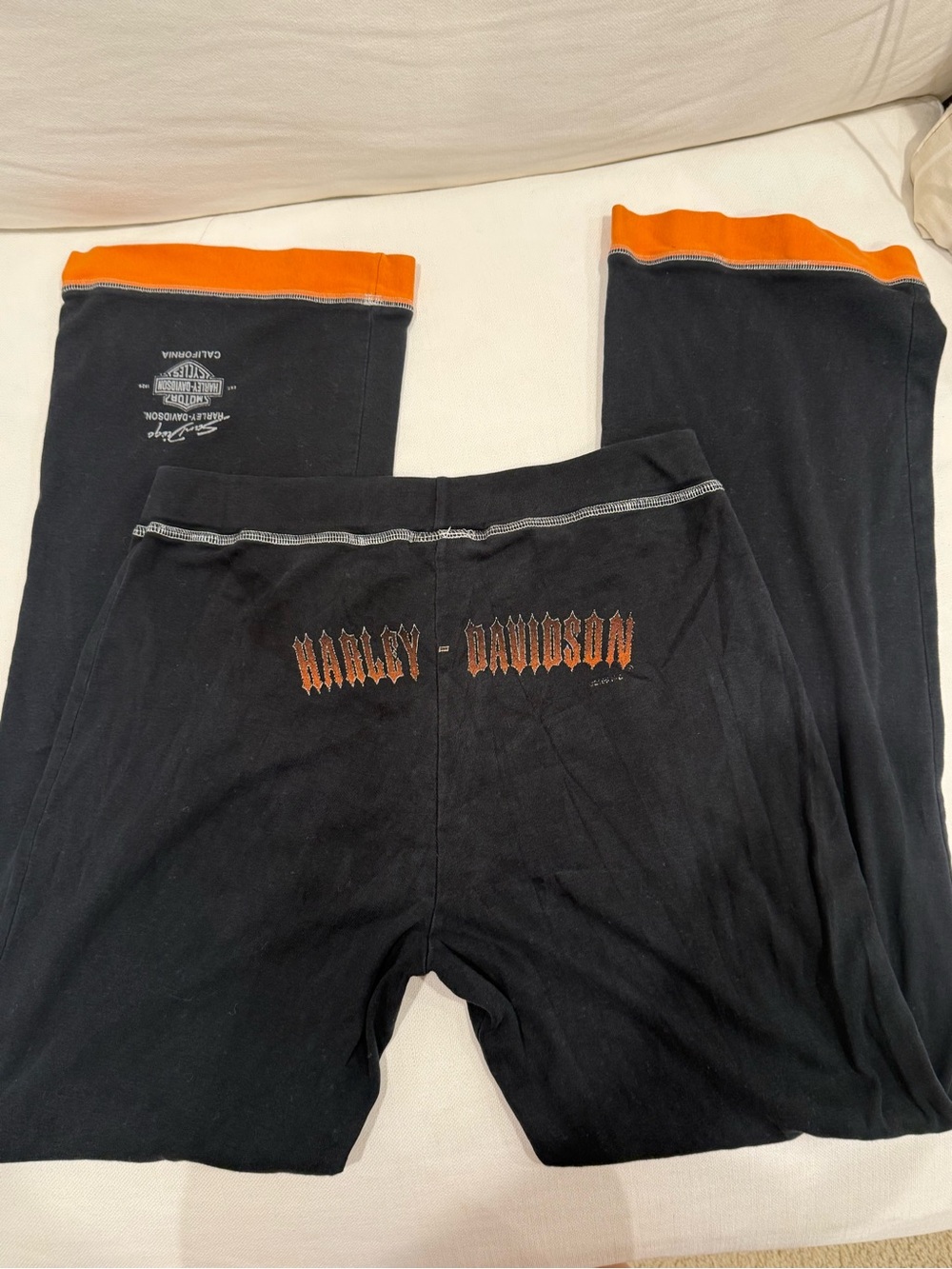 Paper Tag VTG Harley-Davidson Black with Orange Trim Lounge Pants